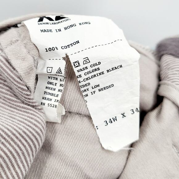 X2 Denim Laboratory Tan & White Striped 100% Cotton Relaxed Pants Men's Sz 34X34 - Picture 9 of 9